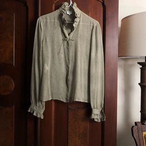 ARMANI/ silk ruffle + stripe blouse